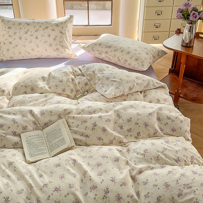 91家纺网 家纺一手货源 找家纺 梵克保罗 2025新款有氧针织双层纱印花四件套 丁香少女