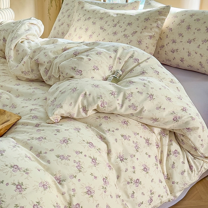 91家纺网 家纺一手货源 找家纺 梵克保罗 2025新款有氧针织双层纱印花四件套 丁香少女