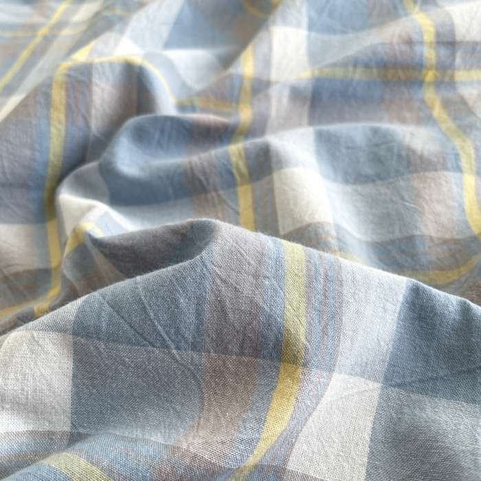 91家纺网 家纺一手货源 找家纺 梵克保罗 2025新款无印风四件套系列 天蓝中格-床单款