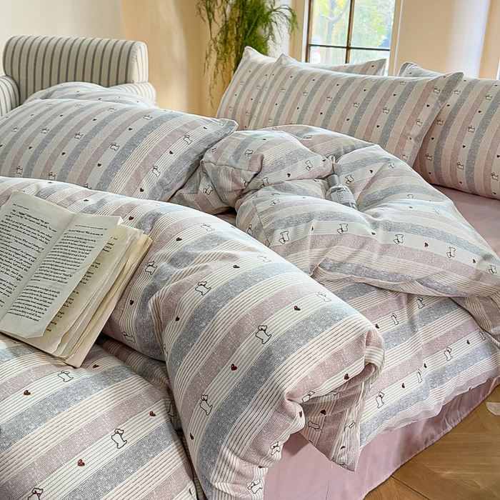 91家纺网 家纺一手货源 找家纺 梵克保罗 2025新款有氧针织双层纱印花四件套 西希可