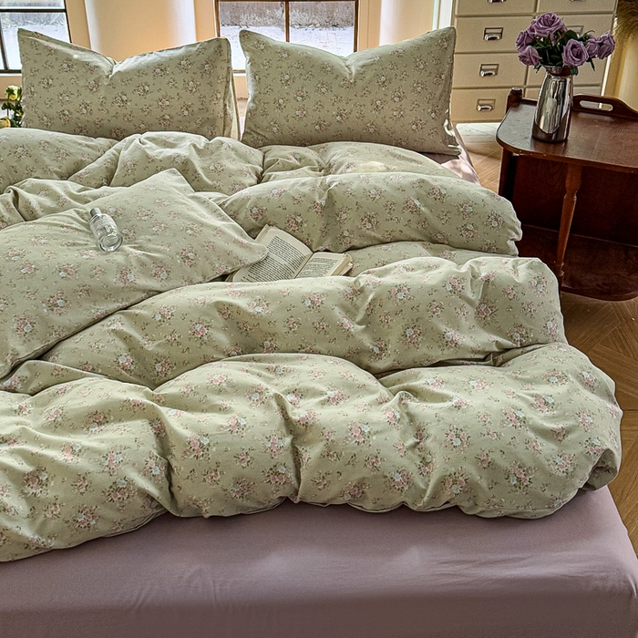 91家纺网 家纺一手货源 找家纺 梵克保罗 2025新款有氧针织双层纱印花四件套 山野心事