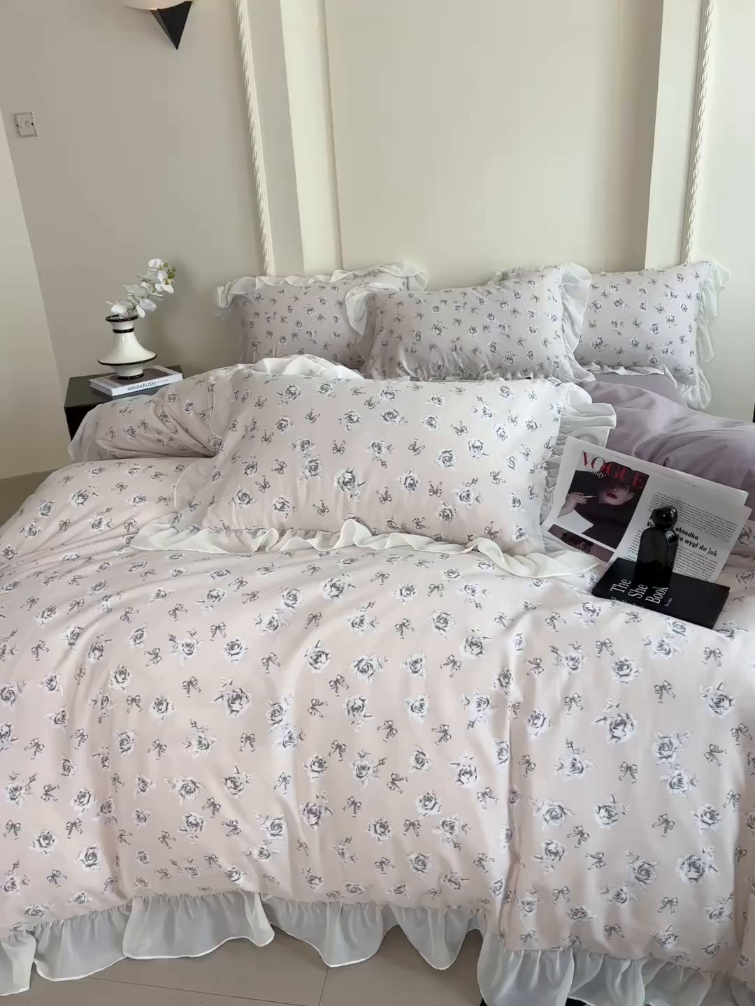 91家纺网 家纺一手货源 找家纺 梵克保罗 2025新款法式大花边针织棉四件套 花海