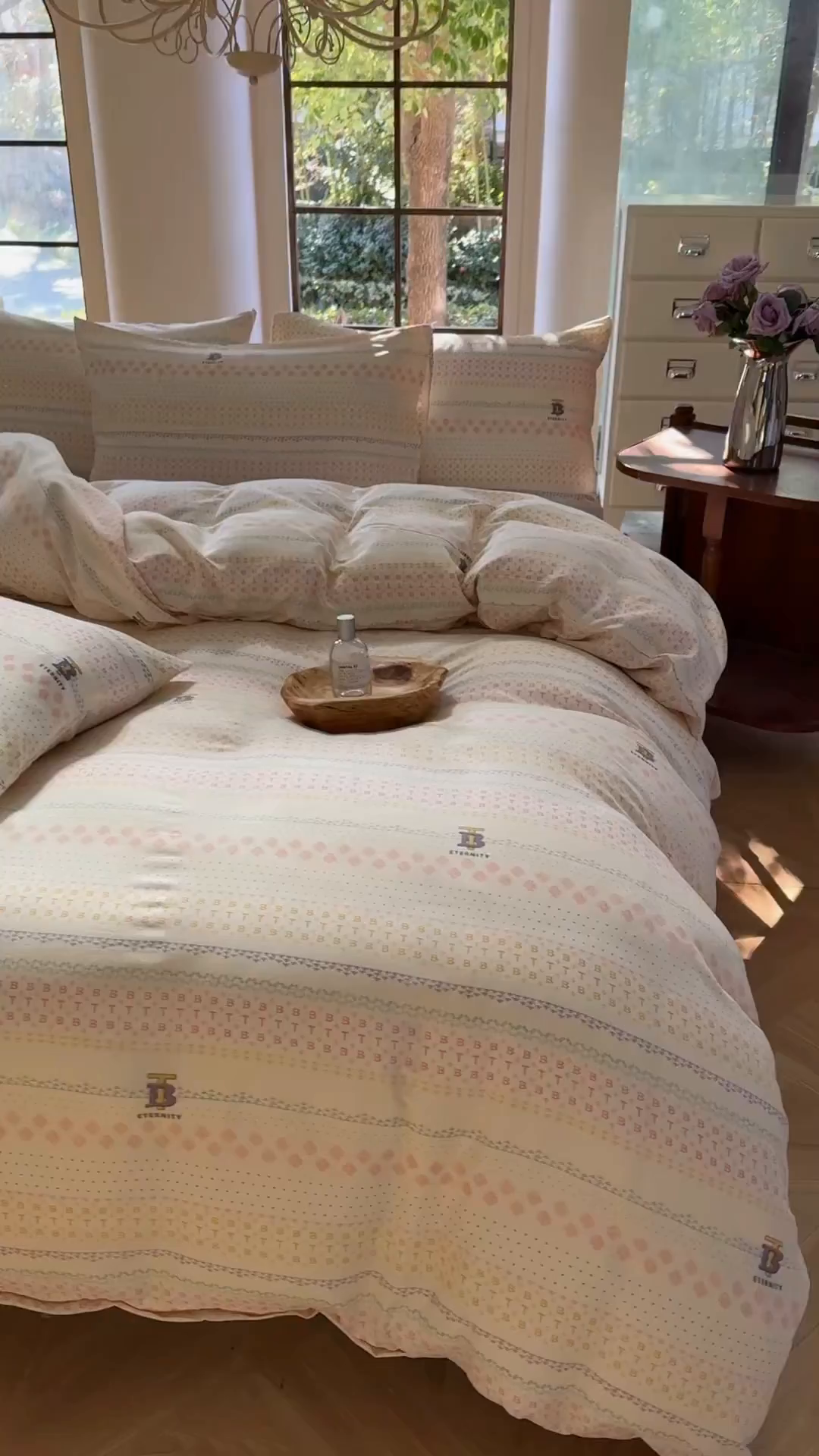 91家纺网 家纺一手货源 找家纺 梵克保罗 2025新款有氧针织双层纱印花四件套 少女情怀