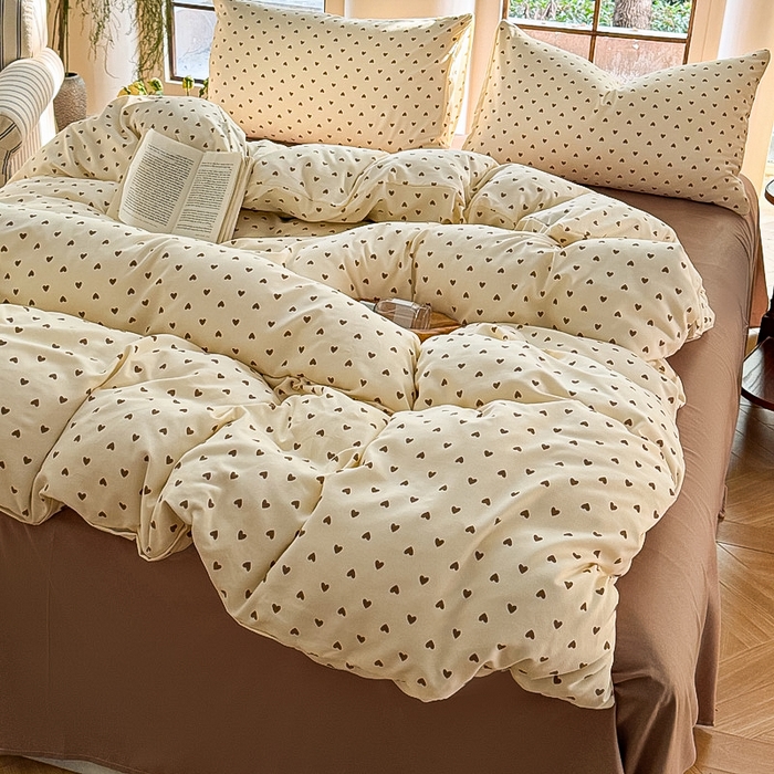 91家纺网 家纺一手货源 找家纺 梵克保罗 2025新款有氧针织双层纱印花四件套 怦然心动