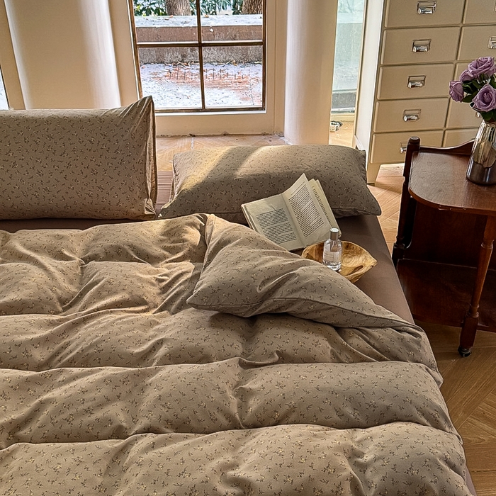 91家纺网 家纺一手货源 找家纺 梵克保罗 2025新款有氧针织双层纱印花四件套 南山落日