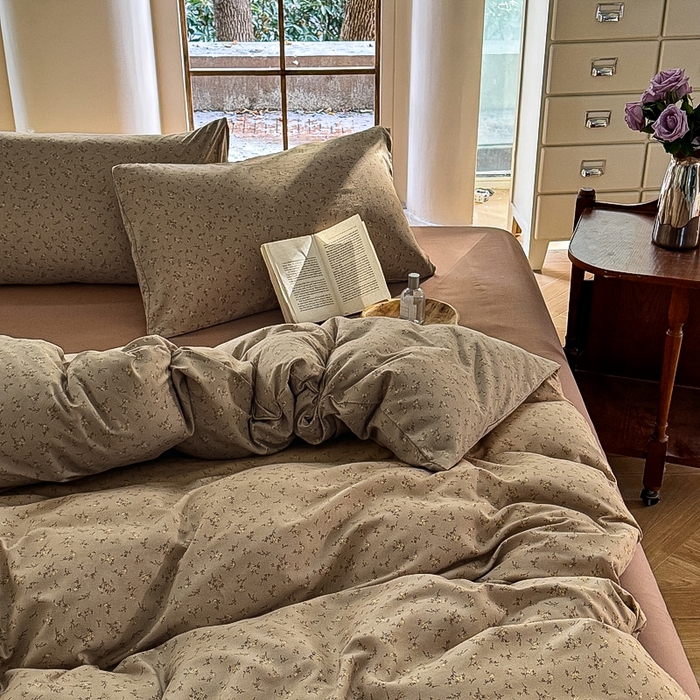 91家纺网 家纺一手货源 找家纺 梵克保罗 2025新款有氧针织双层纱印花四件套 南山落日