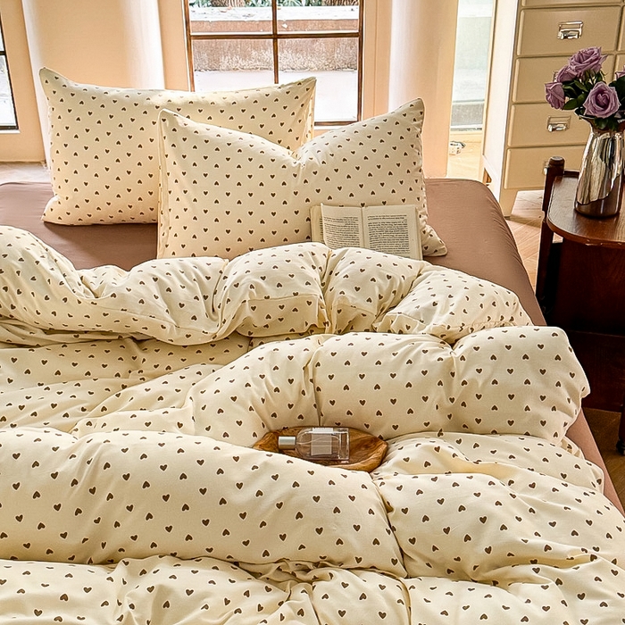 91家纺网 家纺一手货源 找家纺 梵克保罗 2025新款有氧针织双层纱印花四件套 怦然心动