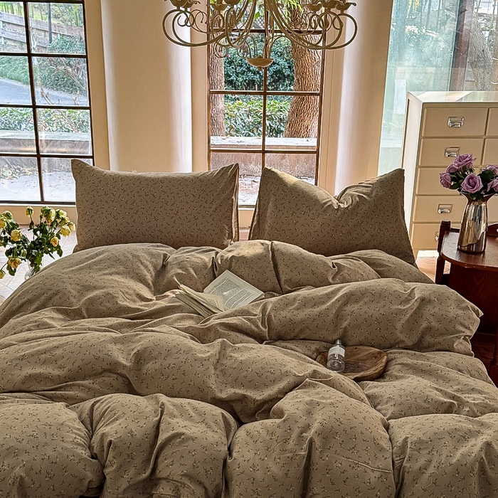 91家纺网 家纺一手货源 找家纺 梵克保罗 2025新款有氧针织双层纱印花四件套 南山落日