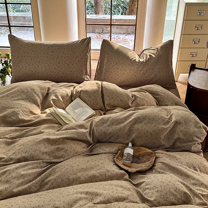 91家纺网 家纺一手货源 找家纺 梵克保罗 2025新款有氧针织双层纱印花四件套 南山落日