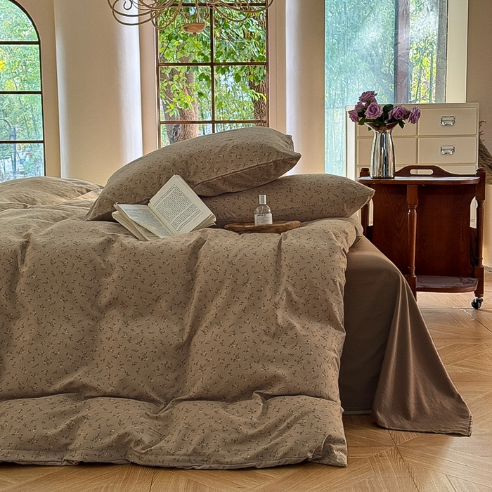 91家纺网 家纺一手货源 找家纺 梵克保罗 2025新款有氧针织双层纱印花四件套 南山落日