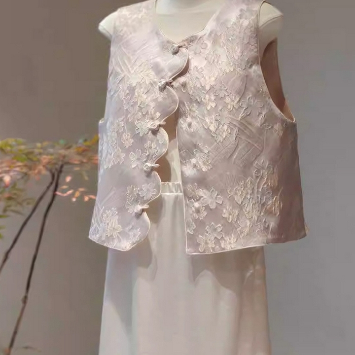 91家纺网 家纺一手货源 找家纺 洛兰沙家居馆【只代发】【只代发】 2025新款复古织锦缎细纱棉麻拼接马甲背心刺绣中式盘扣上衣 29