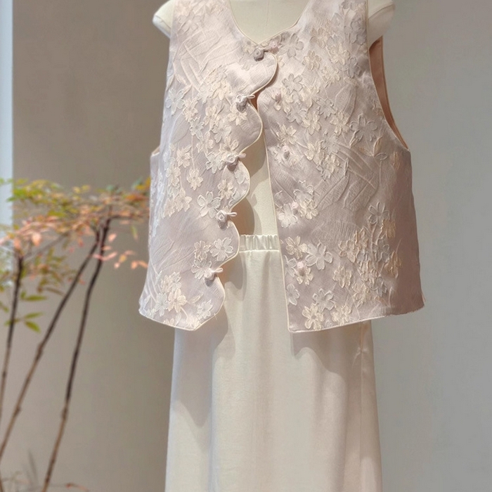 91家纺网 家纺一手货源 找家纺 洛兰沙家居馆【只代发】【只代发】 2025新款复古织锦缎细纱棉麻拼接马甲背心刺绣中式盘扣上衣 29