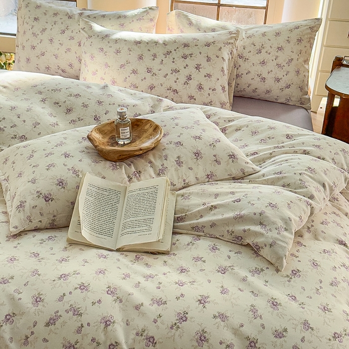 91家纺网 家纺一手货源 找家纺 梵克保罗 2025新款有氧针织双层纱印花四件套 丁香少女