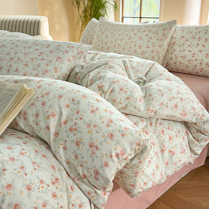 91家纺网 家纺一手货源 找家纺 梵克保罗 2025新款有氧针织双层纱印花四件套 薇薇安