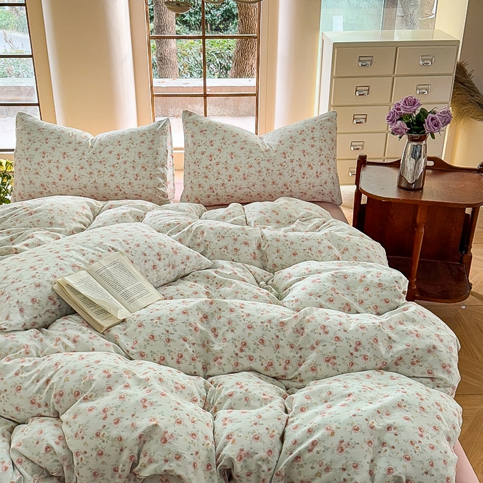 91家纺网 家纺一手货源 找家纺 梵克保罗 2025新款有氧针织双层纱印花四件套 薇薇安