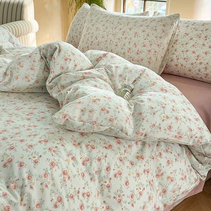 91家纺网 家纺一手货源 找家纺 梵克保罗 2025新款有氧针织双层纱印花四件套 薇薇安