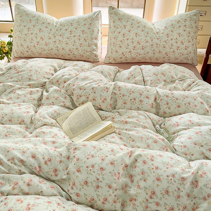 91家纺网 家纺一手货源 找家纺 梵克保罗 2025新款有氧针织双层纱印花四件套 薇薇安