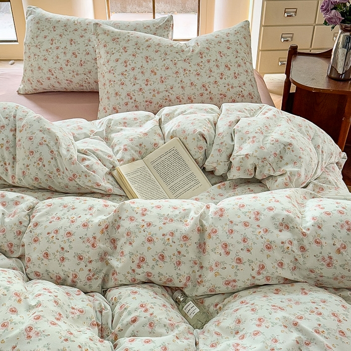 91家纺网 家纺一手货源 找家纺 梵克保罗 2025新款有氧针织双层纱印花四件套 薇薇安