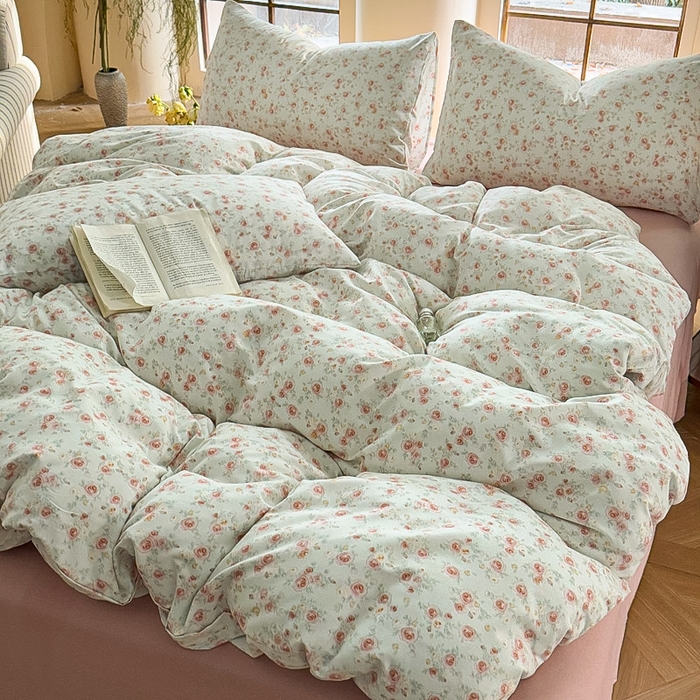 91家纺网 家纺一手货源 找家纺 梵克保罗 2025新款有氧针织双层纱印花四件套 薇薇安