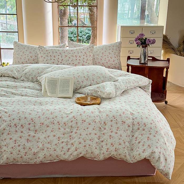 91家纺网 家纺一手货源 找家纺 梵克保罗 2025新款有氧针织双层纱印花四件套 薇薇安