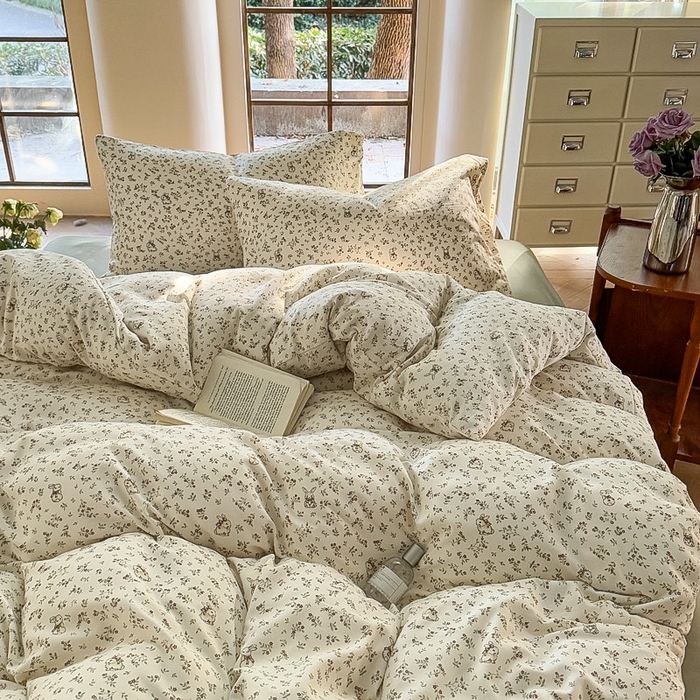 91家纺网 家纺一手货源 找家纺 梵克保罗 2025新款有氧针织双层纱印花四件套 田野兔