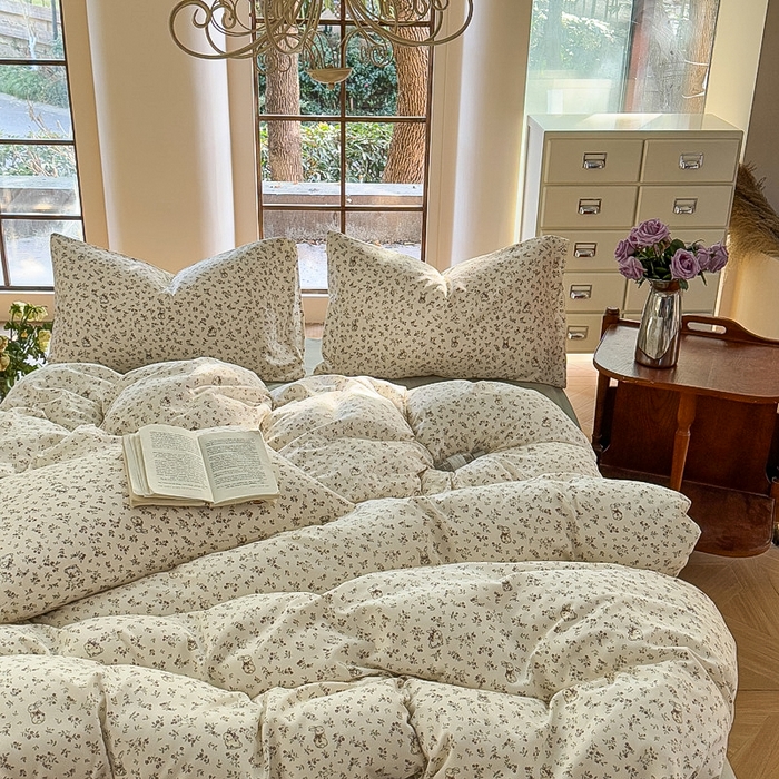 91家纺网 家纺一手货源 找家纺 梵克保罗 2025新款有氧针织双层纱印花四件套 田野兔