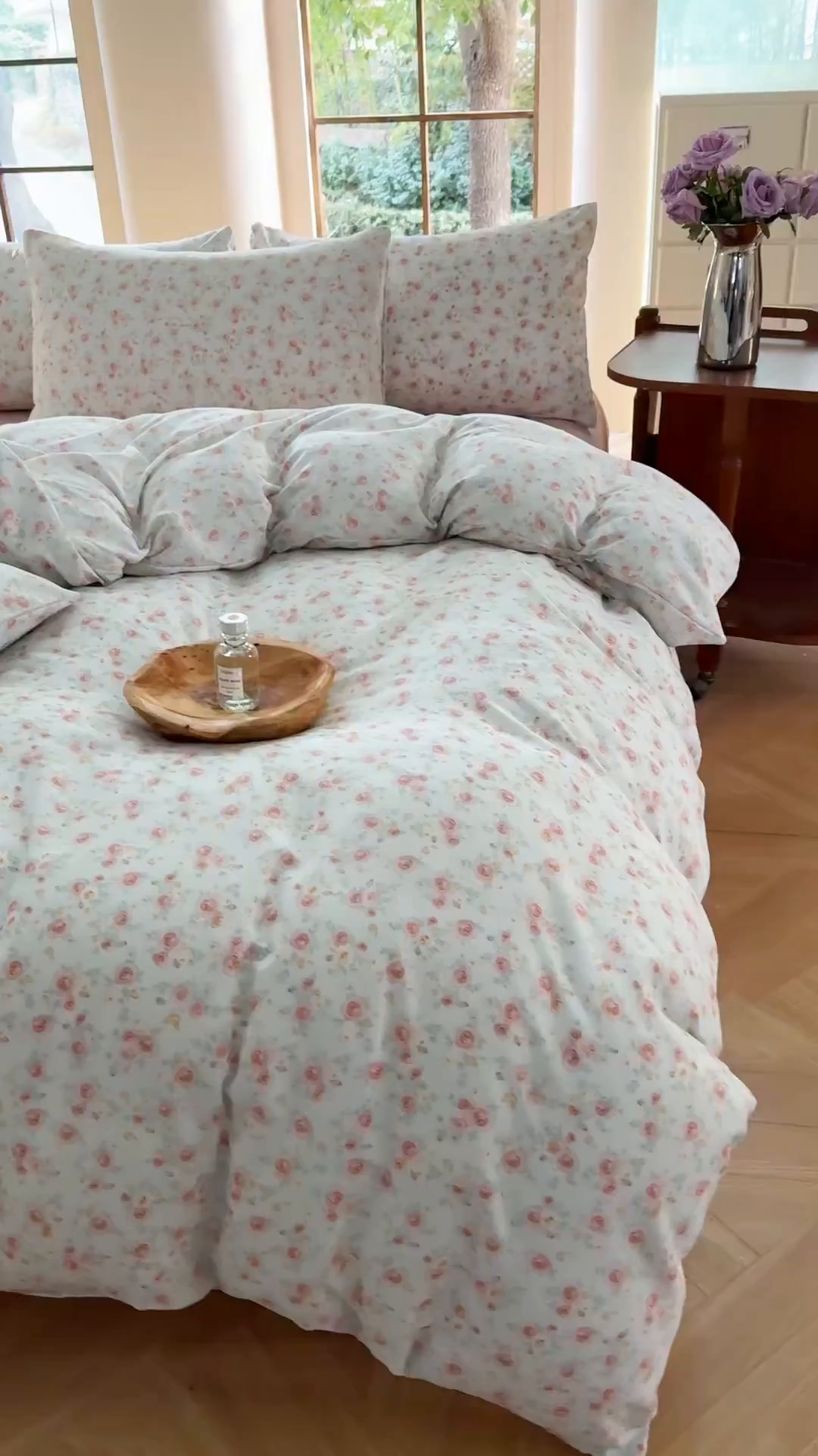 91家纺网 家纺一手货源 找家纺 梵克保罗 2025新款有氧针织双层纱印花四件套 薇薇安