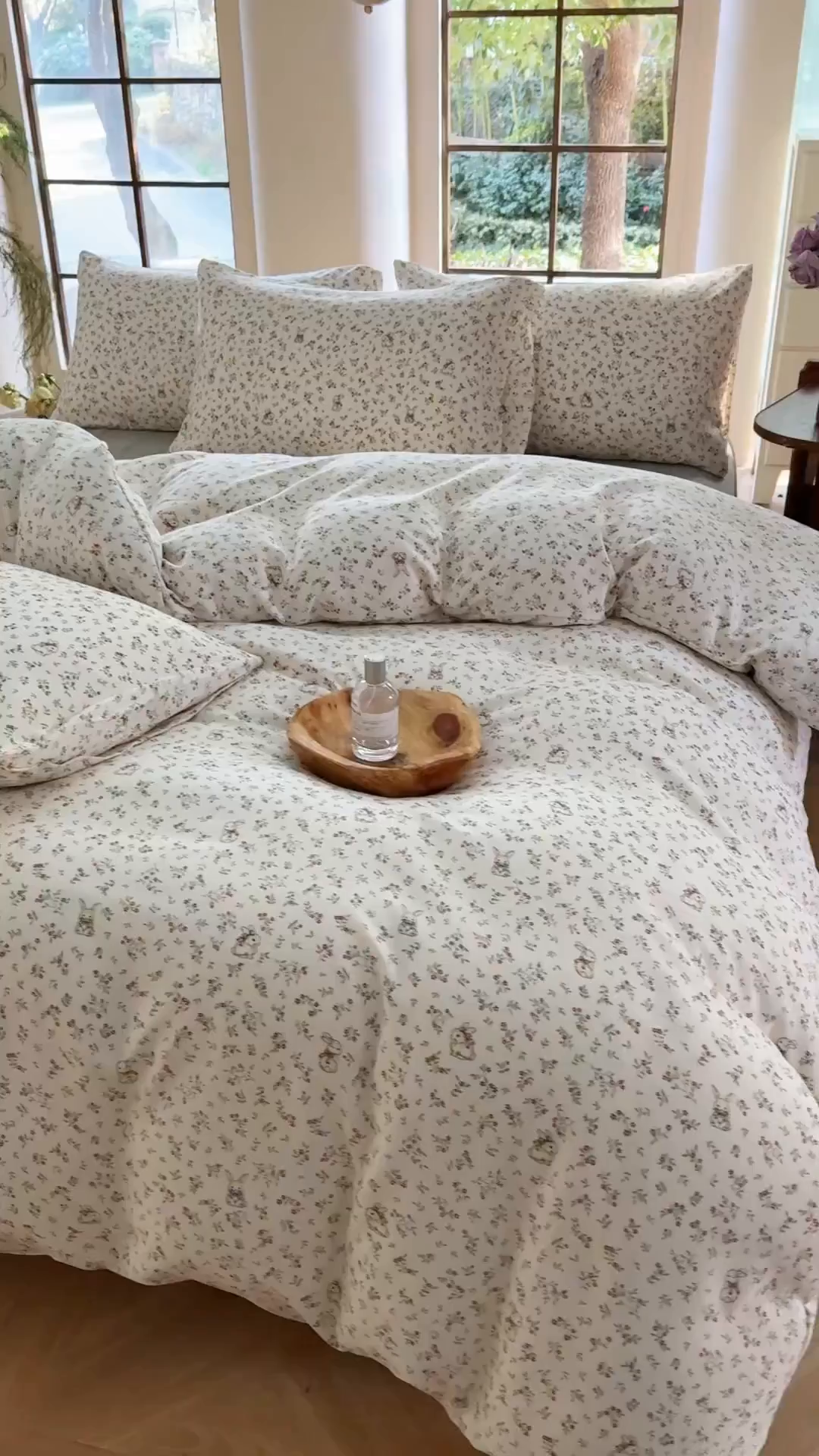 91家纺网 家纺一手货源 找家纺 梵克保罗 2025新款有氧针织双层纱印花四件套 田野兔