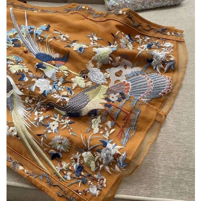 91家纺网 家纺一手货源 找家纺 洛兰沙家居馆【只代发】【只代发】 2025新款复古织锦缎细纱棉麻拼接马甲背心刺绣中式盘扣上衣 32