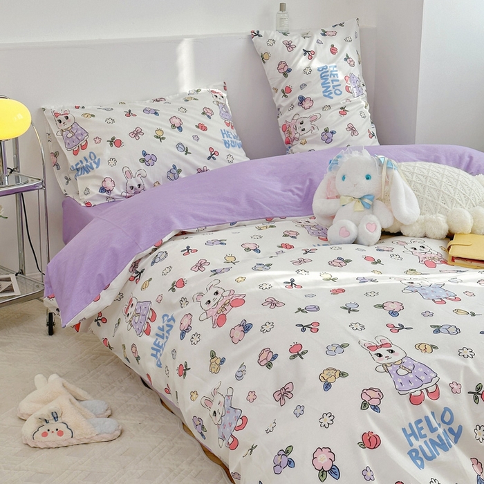 91家纺网 家纺一手货源 找家纺 （总）梵克保罗 2025春夏新款全棉小清新卡通碎花学生季三件套四件套