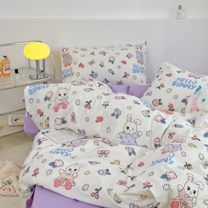 91家纺网 家纺一手货源 找家纺 （总）梵克保罗 2025春夏新款全棉小清新卡通碎花学生季三件套四件套