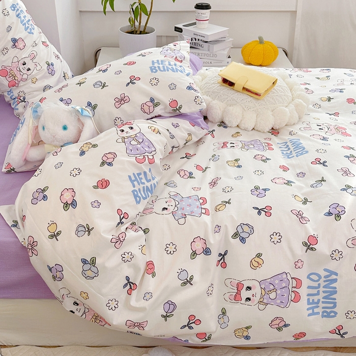 91家纺网 家纺一手货源 找家纺 （总）梵克保罗 2025春夏新款全棉小清新卡通碎花学生季三件套四件套