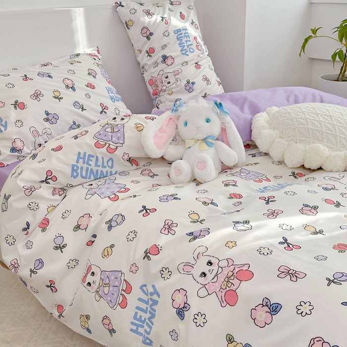 91家纺网 家纺一手货源 找家纺 （总）梵克保罗 2025春夏新款全棉小清新卡通碎花学生季三件套四件套