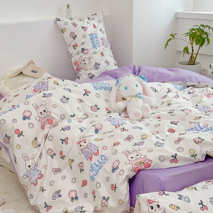 91家纺网 家纺一手货源 找家纺 （总）梵克保罗 2025春夏新款全棉小清新卡通碎花学生季三件套四件套