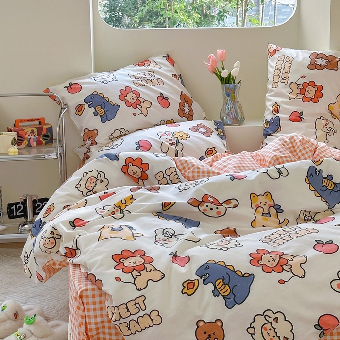 91家纺网 家纺一手货源 找家纺 梵克保罗 2025春夏新款全棉小清新卡通碎花学生季三件套四件套 梦甜