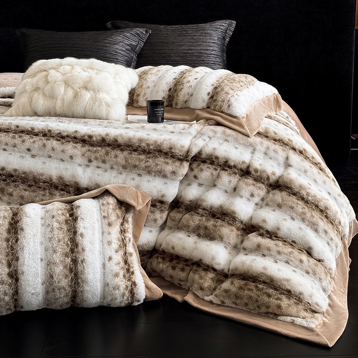91家纺网 家纺一手货源 找家纺 若未家居 LOVEWE HOUSE 2025新款流光豹纹视觉系A版全消光丹麦貂B版250克全消光牛奶绒轻奢高端绒四件套 豹纹-咖