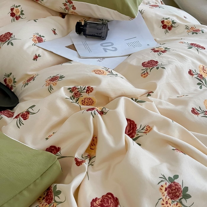 91家纺网 家纺一手货源 找家纺 梵克保罗 2025春夏新款水洗棉麻学生小号三件套 倾城之恋