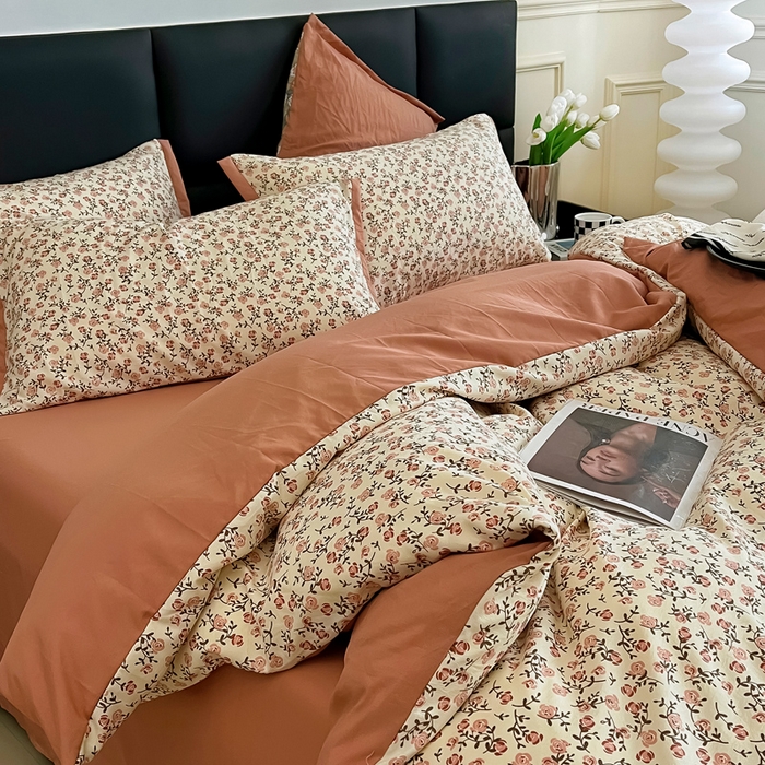 91家纺网 家纺一手货源 找家纺 梵克保罗 2025春夏新款水洗棉麻学生小号三件套 叶叶情怀