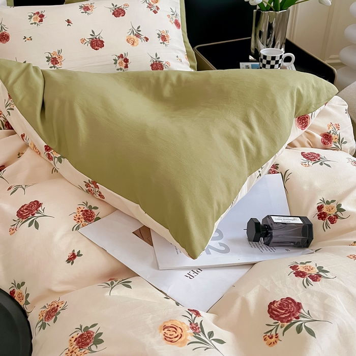 91家纺网 家纺一手货源 找家纺 梵克保罗 2025春夏新款水洗棉麻学生小号三件套 倾城之恋