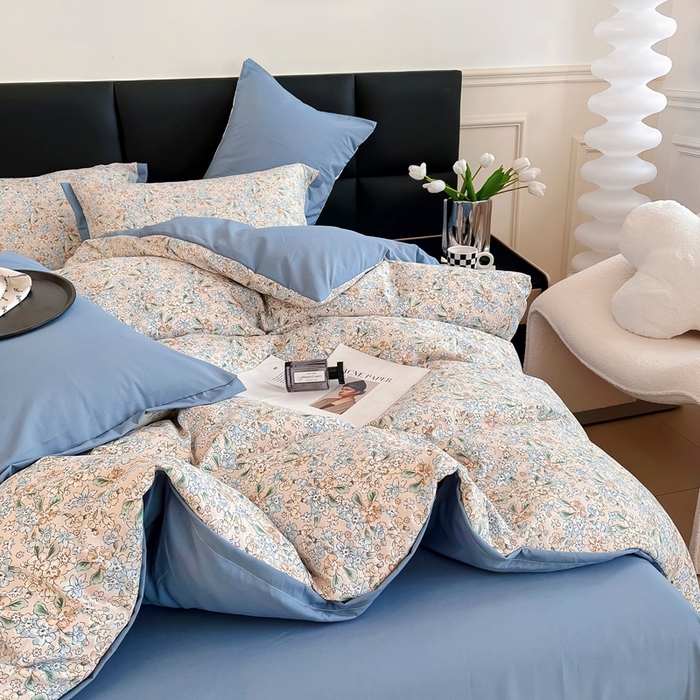 91家纺网 家纺一手货源 找家纺 梵克保罗 2025春夏新款水洗棉麻学生小号三件套 漫天花语