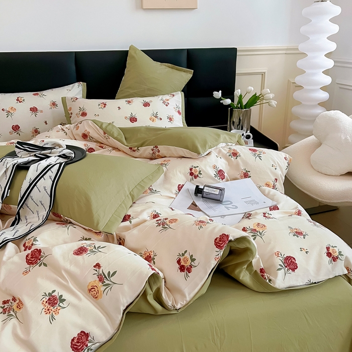 91家纺网 家纺一手货源 找家纺 梵克保罗 2025春夏新款水洗棉麻学生小号三件套 倾城之恋