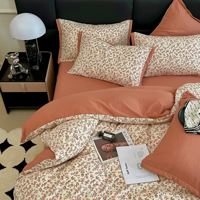 91家纺网 家纺一手货源 找家纺 梵克保罗 2025春夏新款水洗棉麻学生小号三件套 叶叶情怀