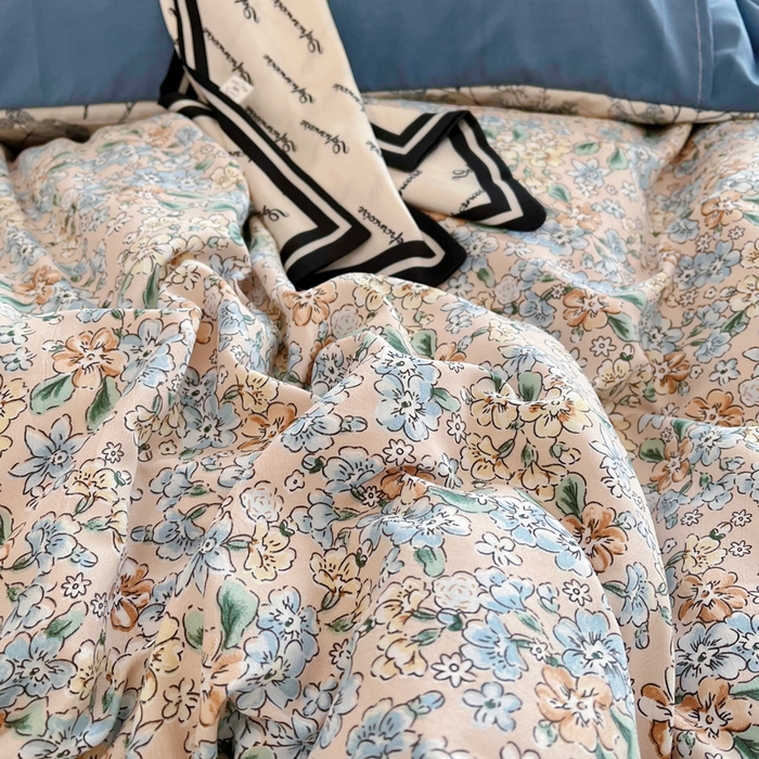 91家纺网 家纺一手货源 找家纺 梵克保罗 2025春夏新款水洗棉麻学生小号三件套 漫天花语