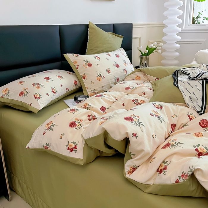 91家纺网 家纺一手货源 找家纺 梵克保罗 2025春夏新款水洗棉麻学生小号三件套 倾城之恋