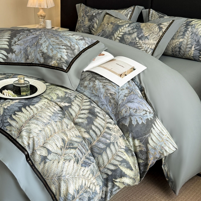 （总）博纳家纺 2025新款亲肤舒适全棉纯棉磨毛撞色四件套-千山暮雪【控价劵后258（严格按控价来）】