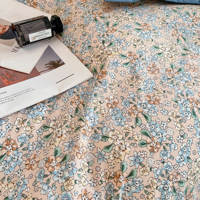 91家纺网 家纺一手货源 找家纺 梵克保罗 2025春夏新款水洗棉麻学生小号三件套 漫天花语