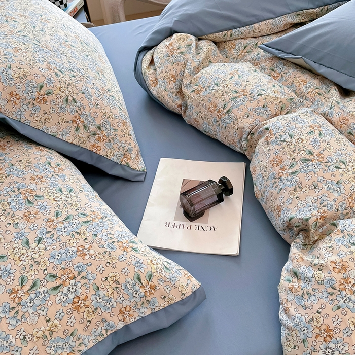 91家纺网 家纺一手货源 找家纺 梵克保罗 2025春夏新款水洗棉麻学生小号三件套 漫天花语