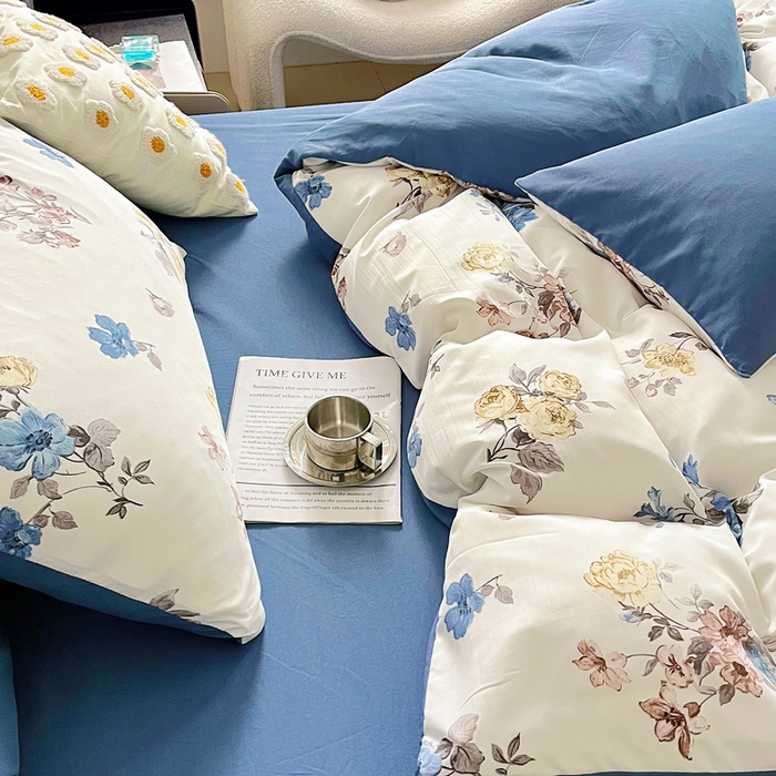 91家纺网 家纺一手货源 找家纺 梵克保罗 2025春夏新款水洗棉麻学生小号三件套 花语芬芳