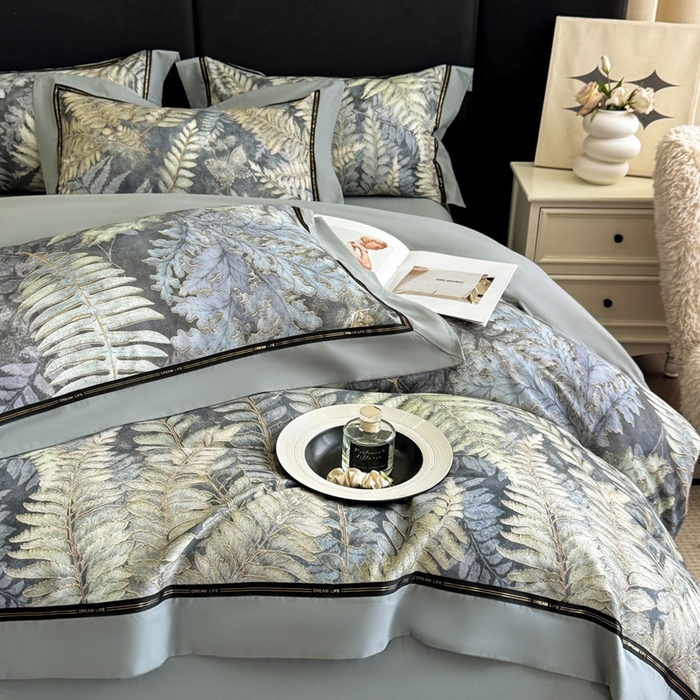 91家纺网 家纺一手货源 找家纺 （总）博纳家纺 2025新款亲肤舒适全棉纯棉磨毛撞色四件套-千山暮雪【控价劵后258（严格按控价来）】