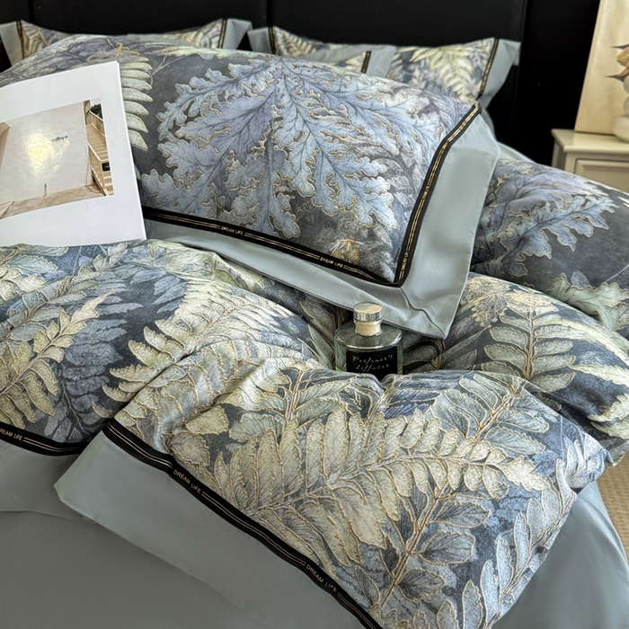 91家纺网 家纺一手货源 找家纺 （总）博纳家纺 2025新款亲肤舒适全棉纯棉磨毛撞色四件套-千山暮雪【控价劵后258（严格按控价来）】